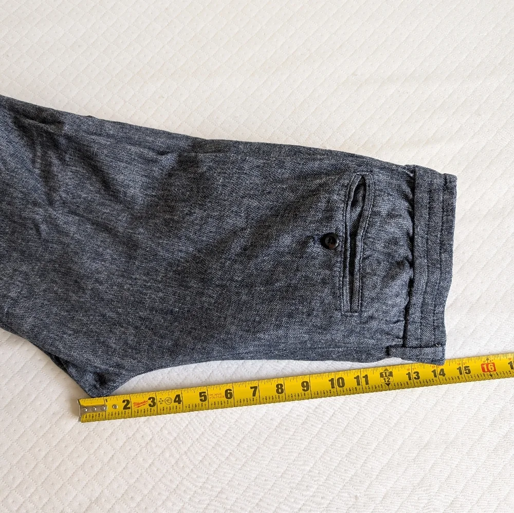 Banana Republic Men's Athletic Fit Tapered Pants, Linen Blend, Blue 30x32